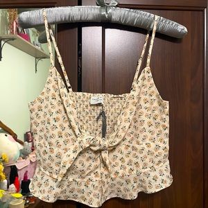 Floral Cami Tie/ Bow Crop Top